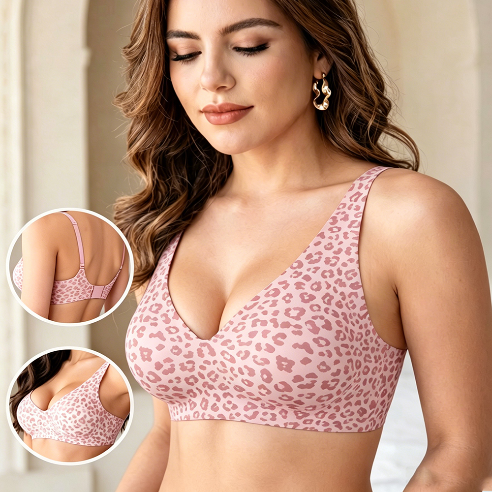 Bralette Wireless Soft - 1Pcs Leopard Print Seamless Wireless Bra,