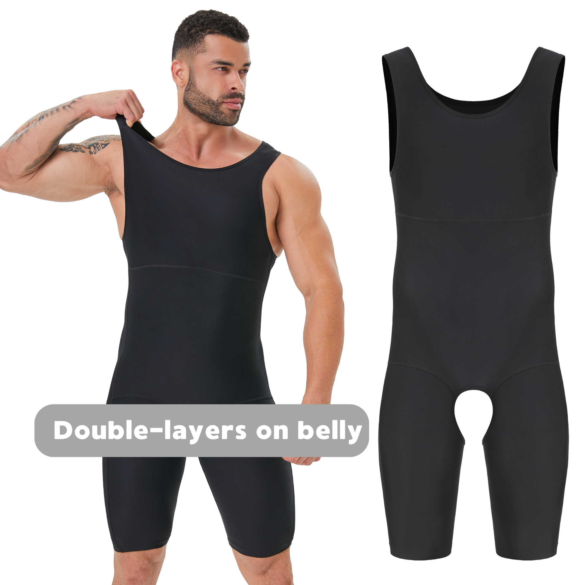 Men's Double Layer Tummy Contr - Shapewear Bodysuit Firm recensione e prezzo