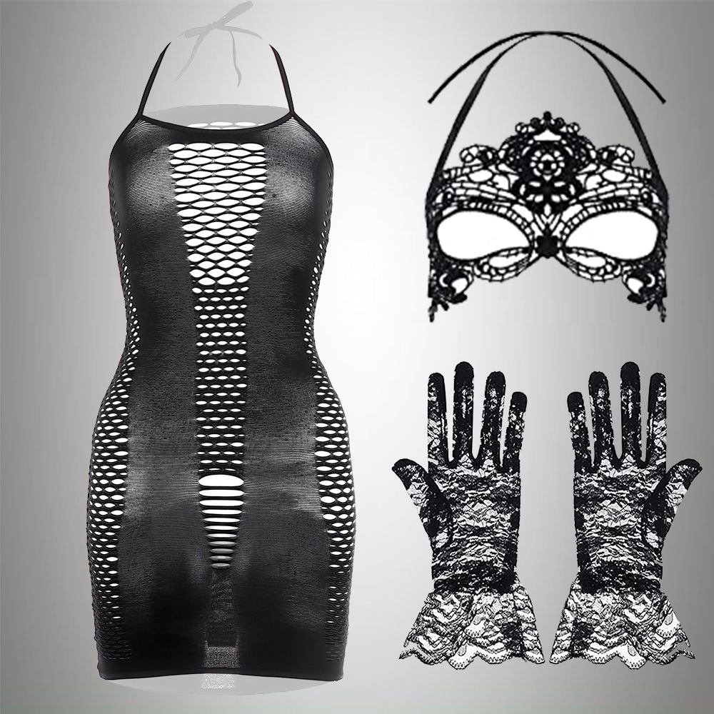 3 IN 1 Set Exotic Dress+Mesh J - Bodystocking Fishnet recensione e prezzo