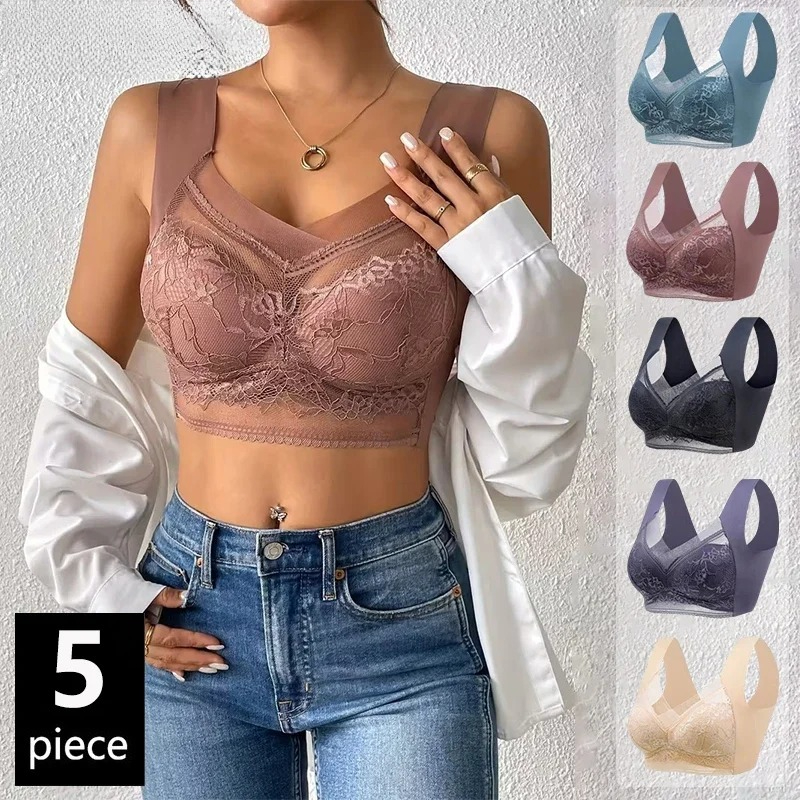 5PCS Plus Size Bras Women Lace - Bralette Wireless Soft recensione e prezzo