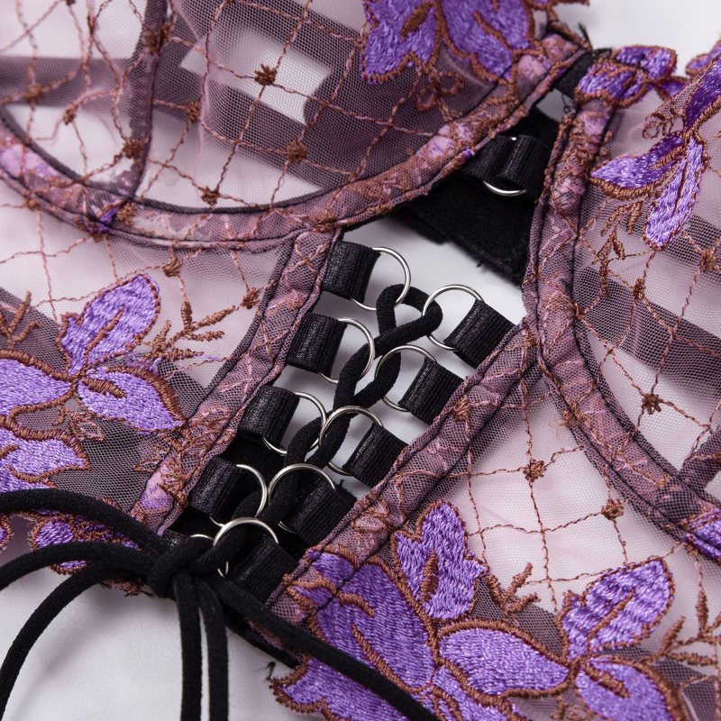Bikini Thin Embroidered Bra Se - Garter Belt Set recensione e prezzo
