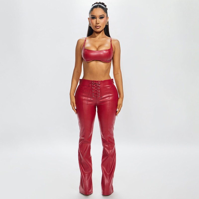 Women Fashion PU Leather 2 Pie - Cami Top Lace recensione e prezzo