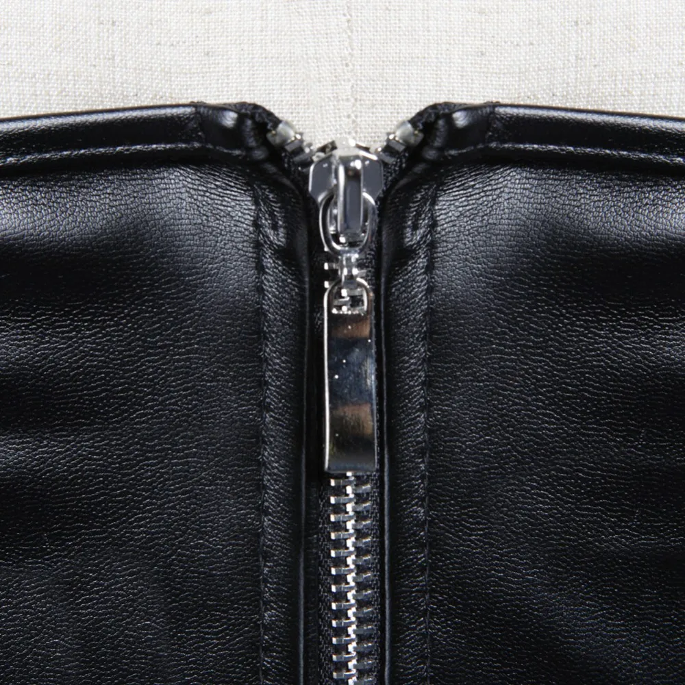 Black Short Zipper PU Faux Lea - Corset Waist Cinch recensione e prezzo