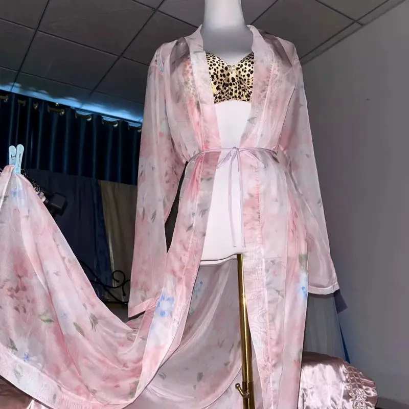 Pink Silk Printed See Through  - Robe Silk Women recensione e prezzo