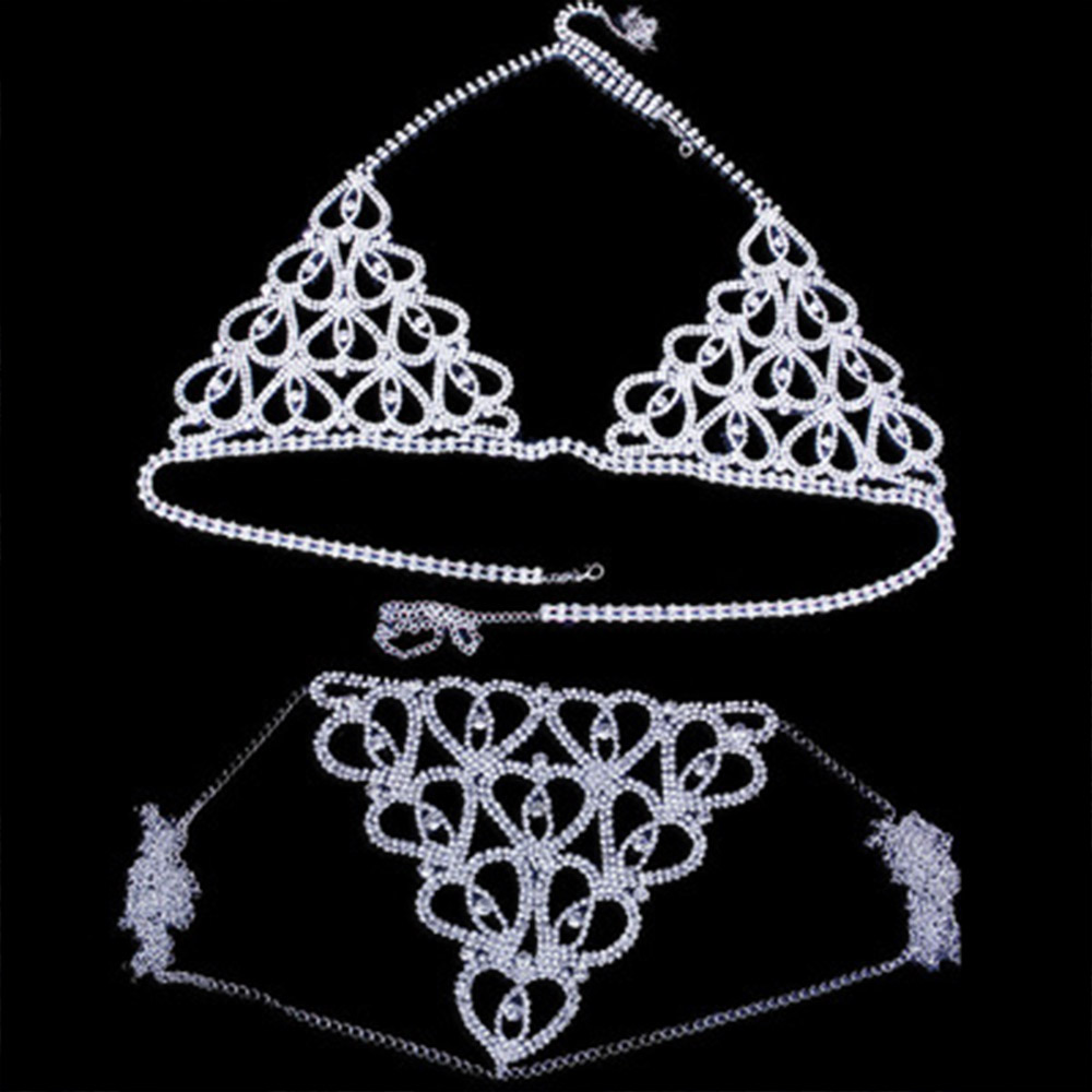 Fashion Rhinestone Heart Bra T - Thong Bikini Women recensione e prezzo