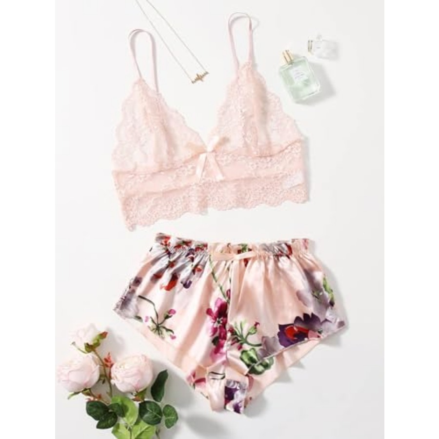 Women's 2 Pcs Lingerie Floral  - Cami Top Lace recensione e prezzo