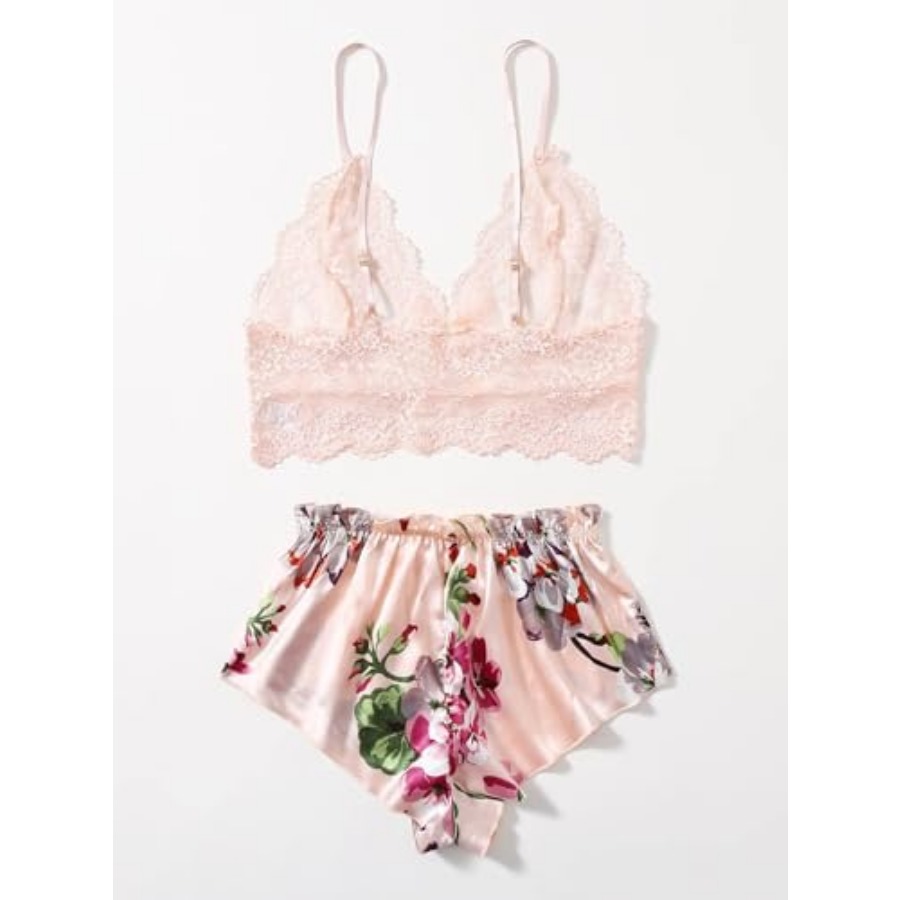 Women's 2 Pcs Lingerie Floral  - Cami Top Lace recensione e prezzo