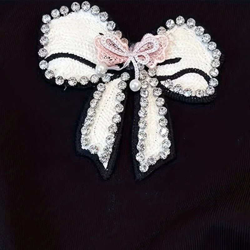 White Lace Trim Rhinestone Bow - Cami Top Lace recensione e prezzo